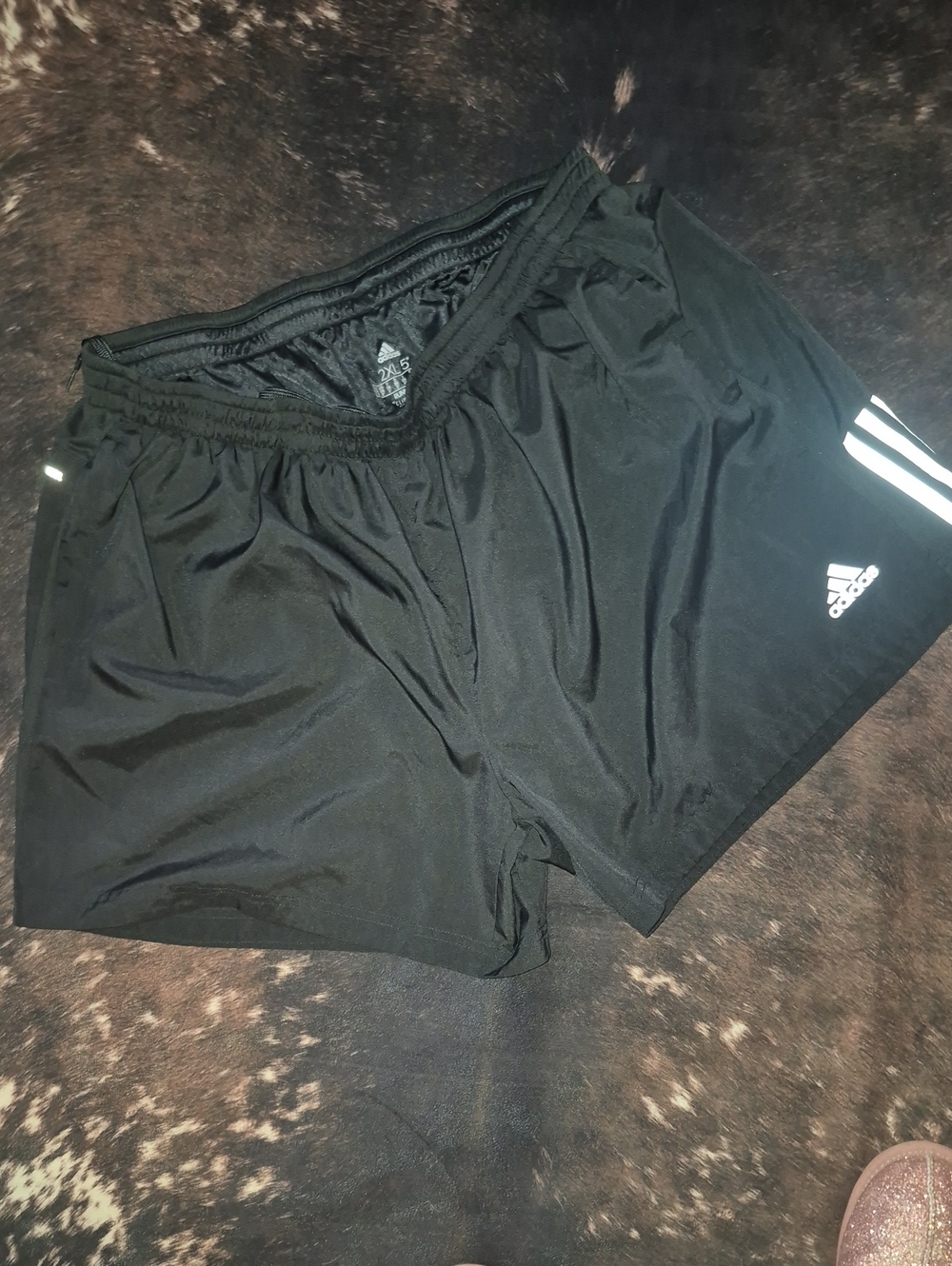 adidas Black Athletic Shorts with White Stripes
